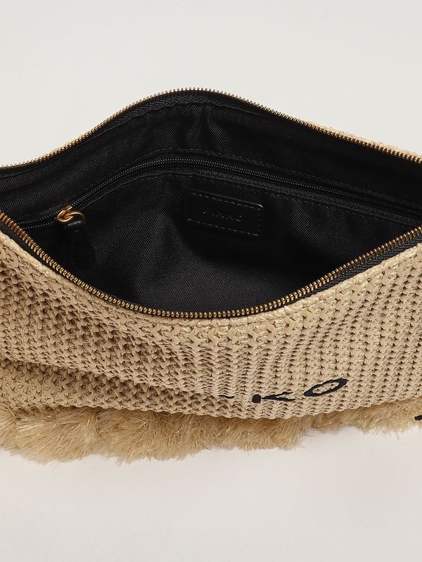 3. Bolso de mujer Flat Handle de rafia Paja y negro Pinko 106718a39y