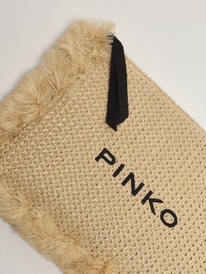 4. Bolso de mujer Flat Handle de rafia Paja y negro
