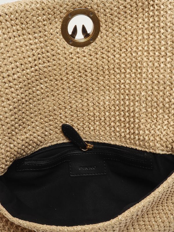 4. Borsa donna Click Soft Horizontal Classic in rafia Rafia-Nero Pinko 106022a391