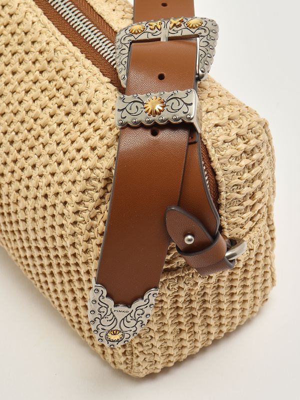 6. Borsa donna Trittico in rafia Paglia-Cuoio Pinko 106661a391