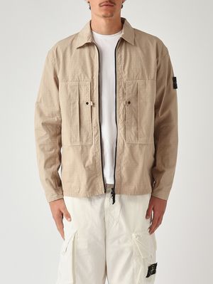 1. Overshirt uomo in cotone biologico Beige Scuro