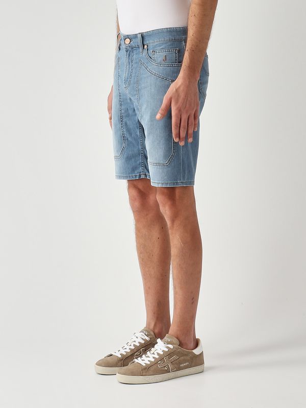 2. Men's Jayden slim fit shorts in 8.75 OZ stretch cotton cross denim Basic Blue Bleach Jeckerson pe26jupbe001jayde001