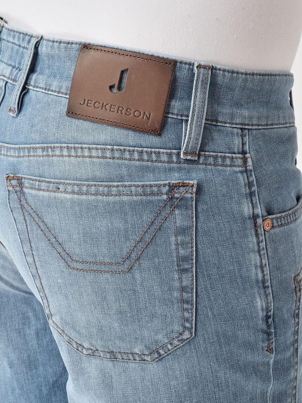 4. Men's Jayden slim fit shorts in 8.75 OZ stretch cotton cross denim Basic Blue Bleach Jeckerson pe26jupbe001jayde001