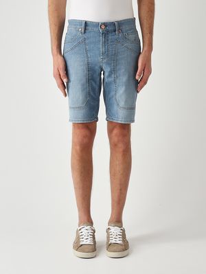 1. Men's Jayden slim fit shorts in 8.75 OZ stretch cotton cross denim Basic Blue Bleach