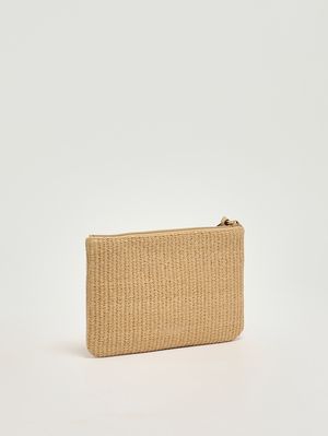 2. Pochette en raphia pour femme Beige