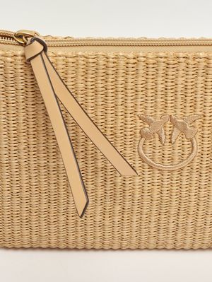 4. Pochette en raphia pour femme Beige