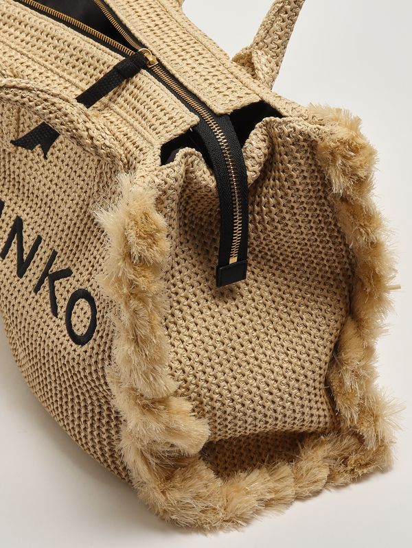 4. Damenhandtasche aus Bast Stroh-Schwarz Pinko 106673a39y