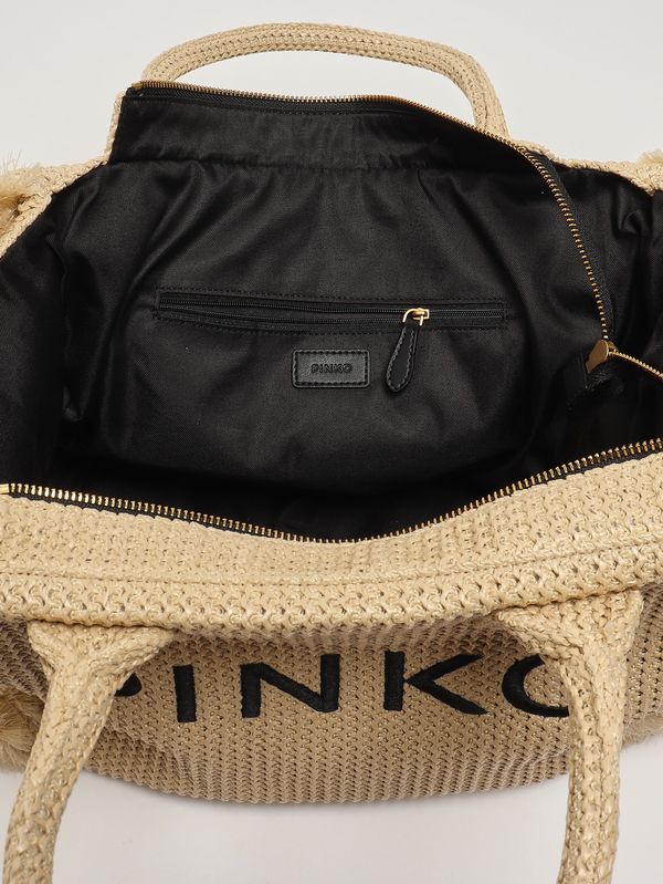 3. Damenhandtasche aus Bast Stroh-Schwarz Pinko 106673a39y