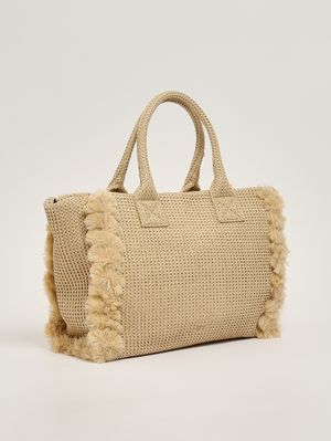 2. Damenhandtasche aus Bast Stroh-Schwarz