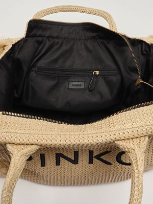 3. Damenhandtasche aus Bast Stroh-Schwarz
