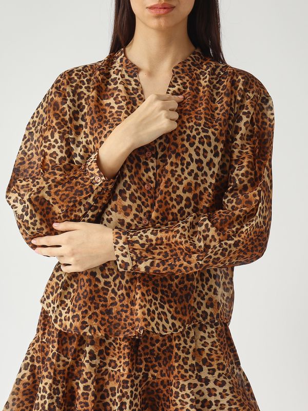 5. Chemise Liona en coton et soie pour femme Voile de soie léopard sable 19 MC2 Saint Barth lio0001