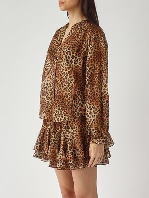 3. Chemise Liona en coton et soie pour femme Voile de soie léopard sable 19