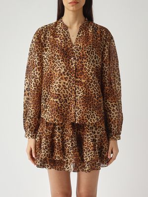 1. Chemise Liona en coton et soie pour femme Voile de soie léopard sable 19