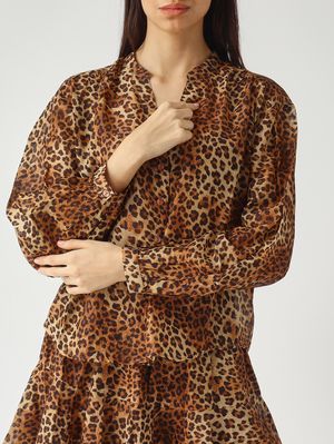 5. Chemise Liona en coton et soie pour femme Voile de soie léopard sable 19
