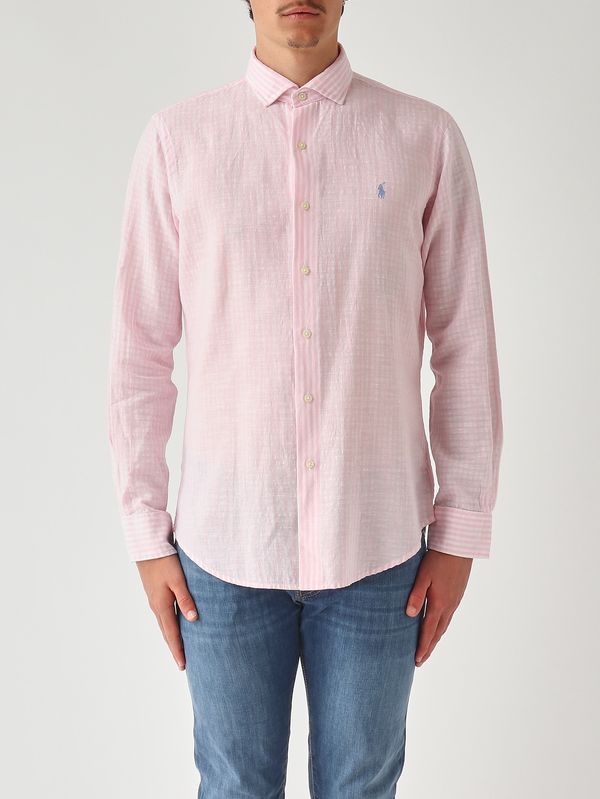 HISDERN Camicia Uomo Maniche Lunghe Slim Fit Con Colletto A Contrasto - Tessuto In Cotone Traspirante - Camicia Formale E Casual - Colore Rosa, Taglia 4XL