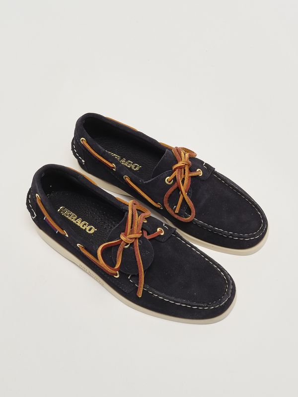 2. Mocassino uomo Docksides Portland Artisan Ox in pelle scamosciata Blu Navy Sebago 78123gw