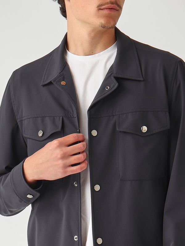 5. Overshirt uomo David in tessuto tecnico stretch superlight Navy Briglia davis300162