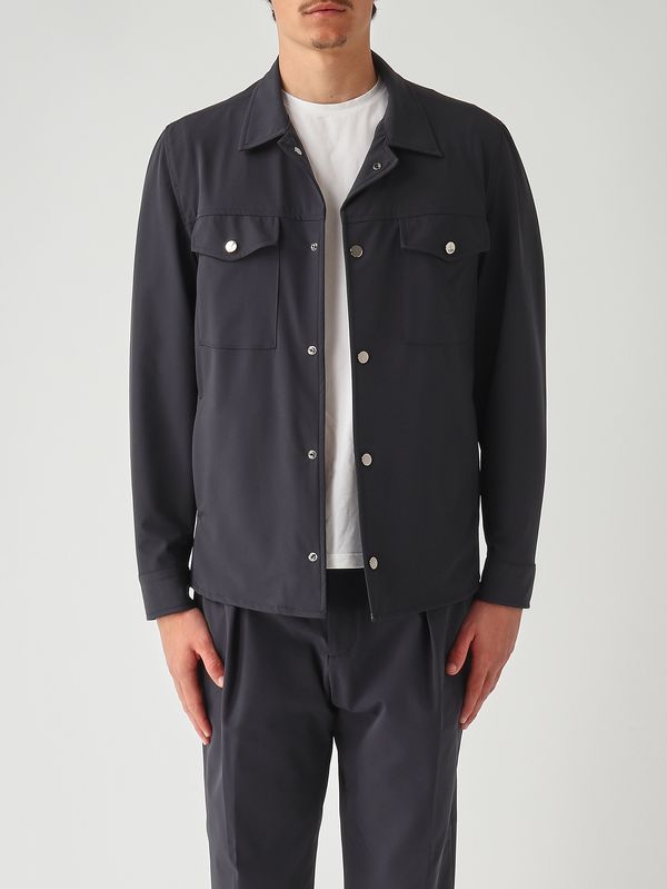 1. Overshirt uomo David in tessuto tecnico stretch superlight Navy Briglia davis300162