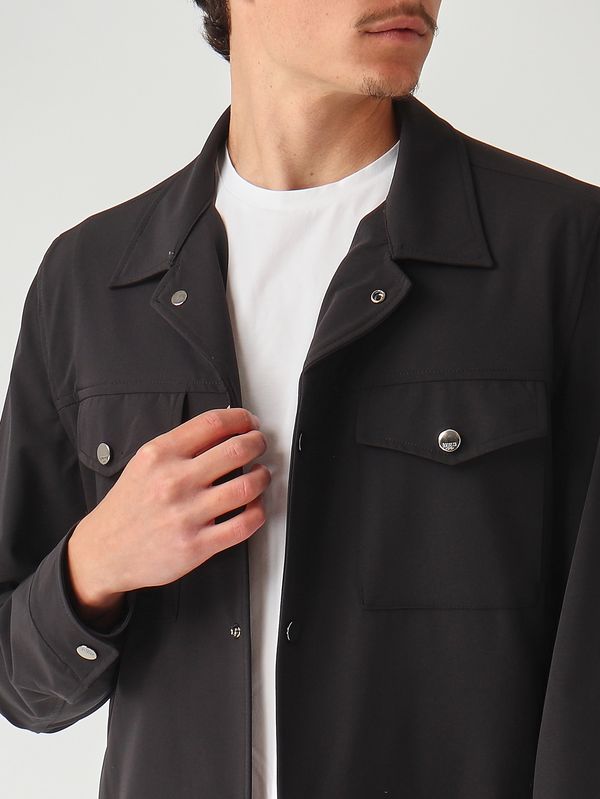 5. Overshirt uomo David in tessuto tecnico stretch superlight Nero Briglia davis300162