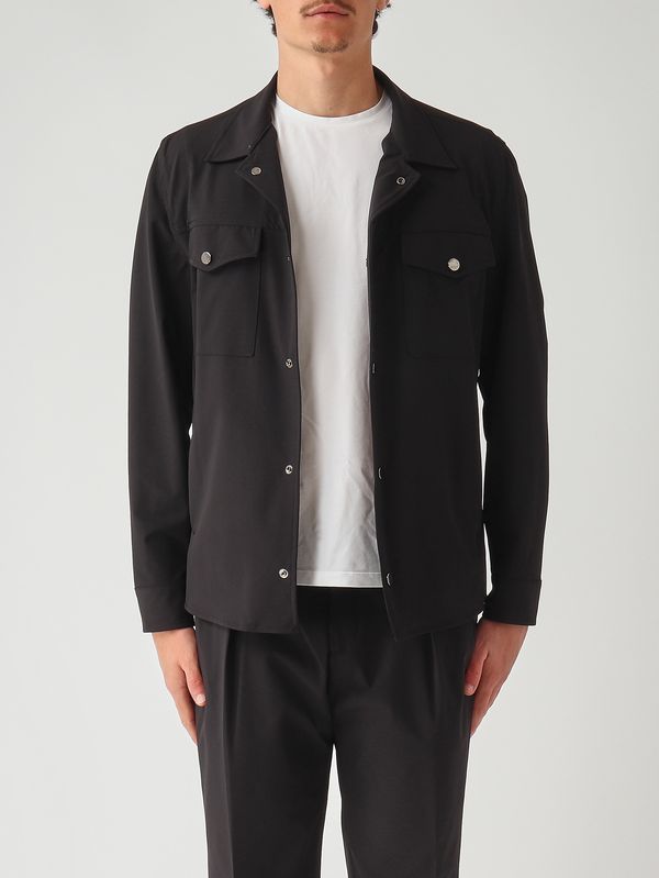 1. Overshirt uomo David in tessuto tecnico stretch superlight Nero Briglia davis300162