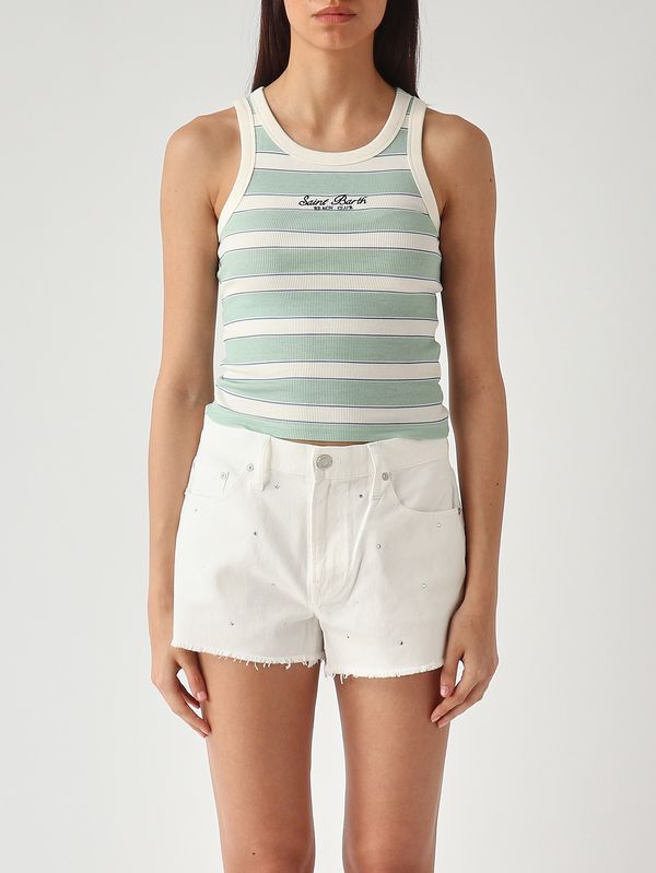 1. Women's Ada stretch cotton tank top White and Green MC2 Saint Barth aad001