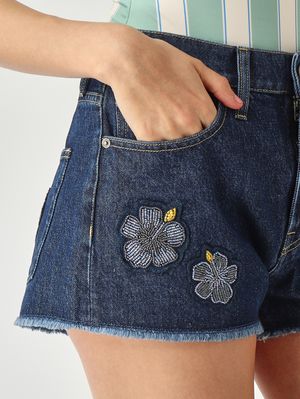 5. Shorts donna Musa in denim di cotone Denim scuro