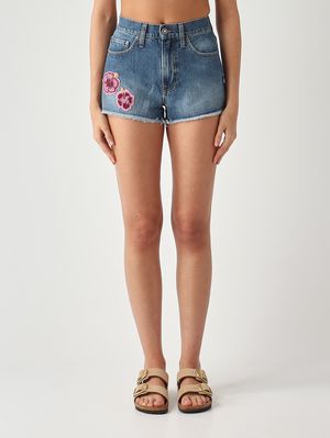1. Shorts donna Musa in denim di cotone Denim chiaro