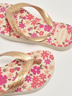 4. Flip-Flops für Mädchen aus Gummi Beige-Gold