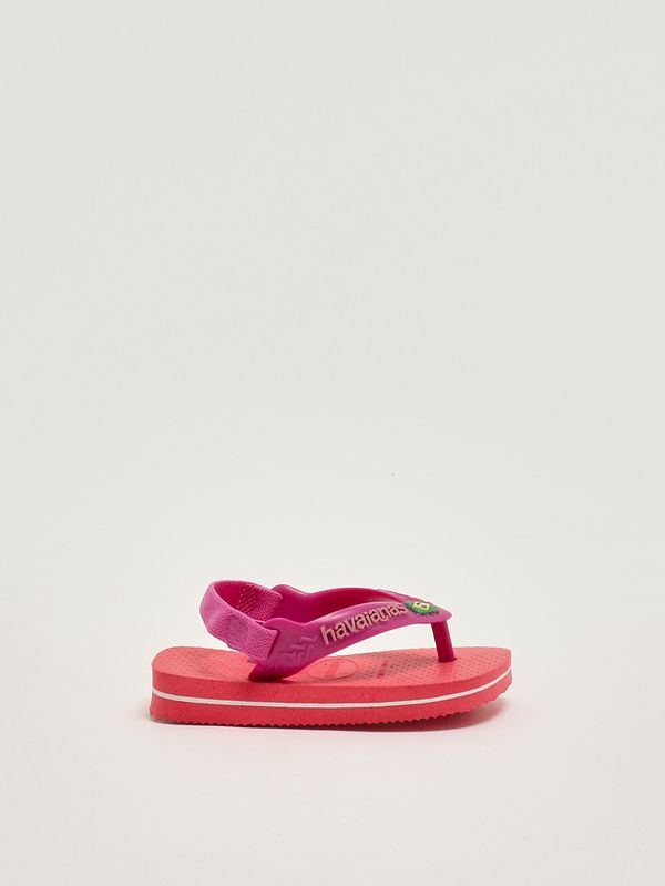 Baby Brasil Logo II Neon-Flip-Flops aus Gummi Fuchsia-Koralle Havaianas