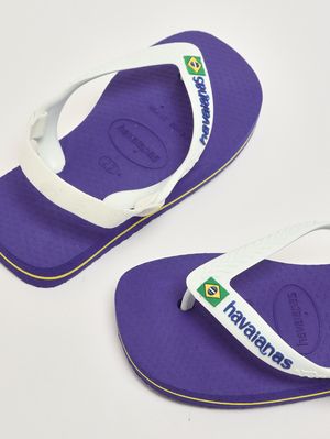 4. Tongs Baby Brasil Logo II en caoutchouc pour bébé fille Blanc-Bleu