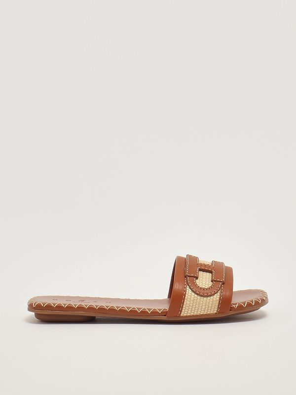 1. Sandale femme H685 en cuir et raphia Brun clair Hogan hxw6850gc40v3l