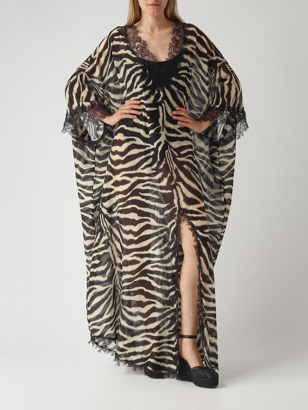 2. Women's cotton and silk kaftan Zebra-striped Ermanno Scervino d484q704yaj