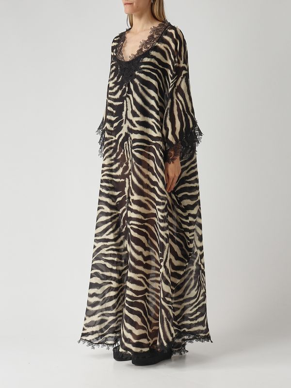 3. Women's cotton and silk kaftan Zebra-striped Ermanno Scervino d484q704yaj