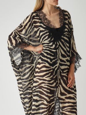 5. Women's cotton and silk kaftan Zebra-striped