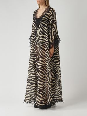 3. Women's cotton and silk kaftan Zebra-striped