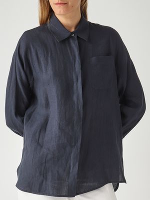 5. Camicia donna Gala in lino Blu Navy