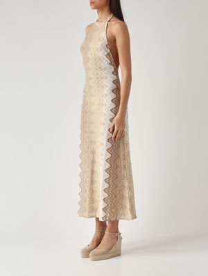 3. Robe pour femme Tony R en tissu lurex. Beige