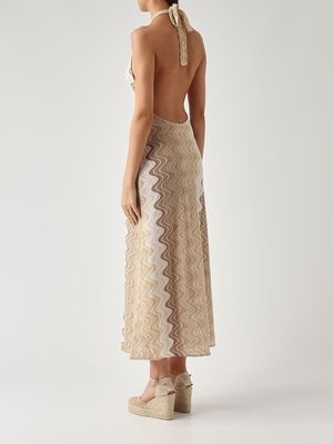 4. Robe pour femme Tony R en tissu lurex. Beige