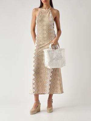2. Robe pour femme Tony R en tissu lurex. Beige