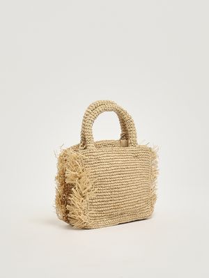 3. Borsa donna Vanity Mini in rafia Beige