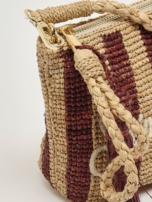 6. Borsa donna in rafia Marrone-Beige