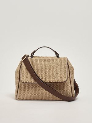3. Damenhandtasche Sveva Zanzibar Small aus Bast und Leder Keks