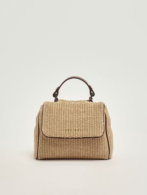 1. Damenhandtasche Sveva Zanzibar Mini aus Bast und Leder Keks