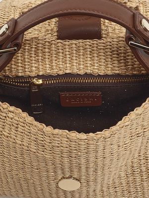 4. Damenhandtasche Sveva Zanzibar Mini aus Bast und Leder Keks