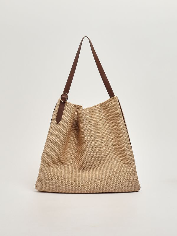 Orciani Zanzibar women's bag in raffia and leather - Cookie
