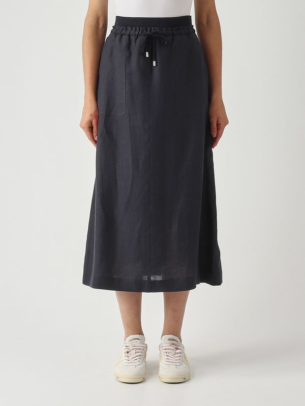 Jupe en lin pour femme Bleu marine Gran Sasso