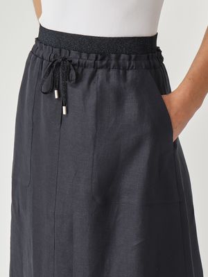 5. Falda de lino para mujer Azul marino