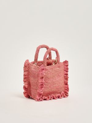 3. Damenhandtasche aus Bast Rosa