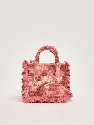 4. Damenhandtasche aus Bast Rosa