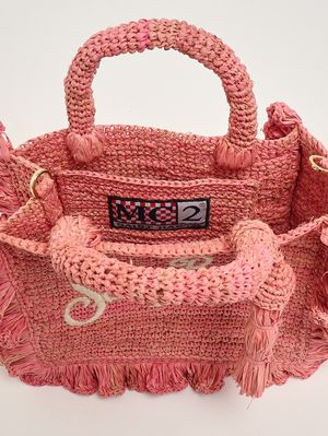 5. Damenhandtasche aus Bast Rosa